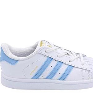 light blue adidas superstar shoes